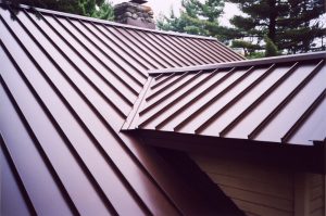 Image of a standing seam metal roof in a red color